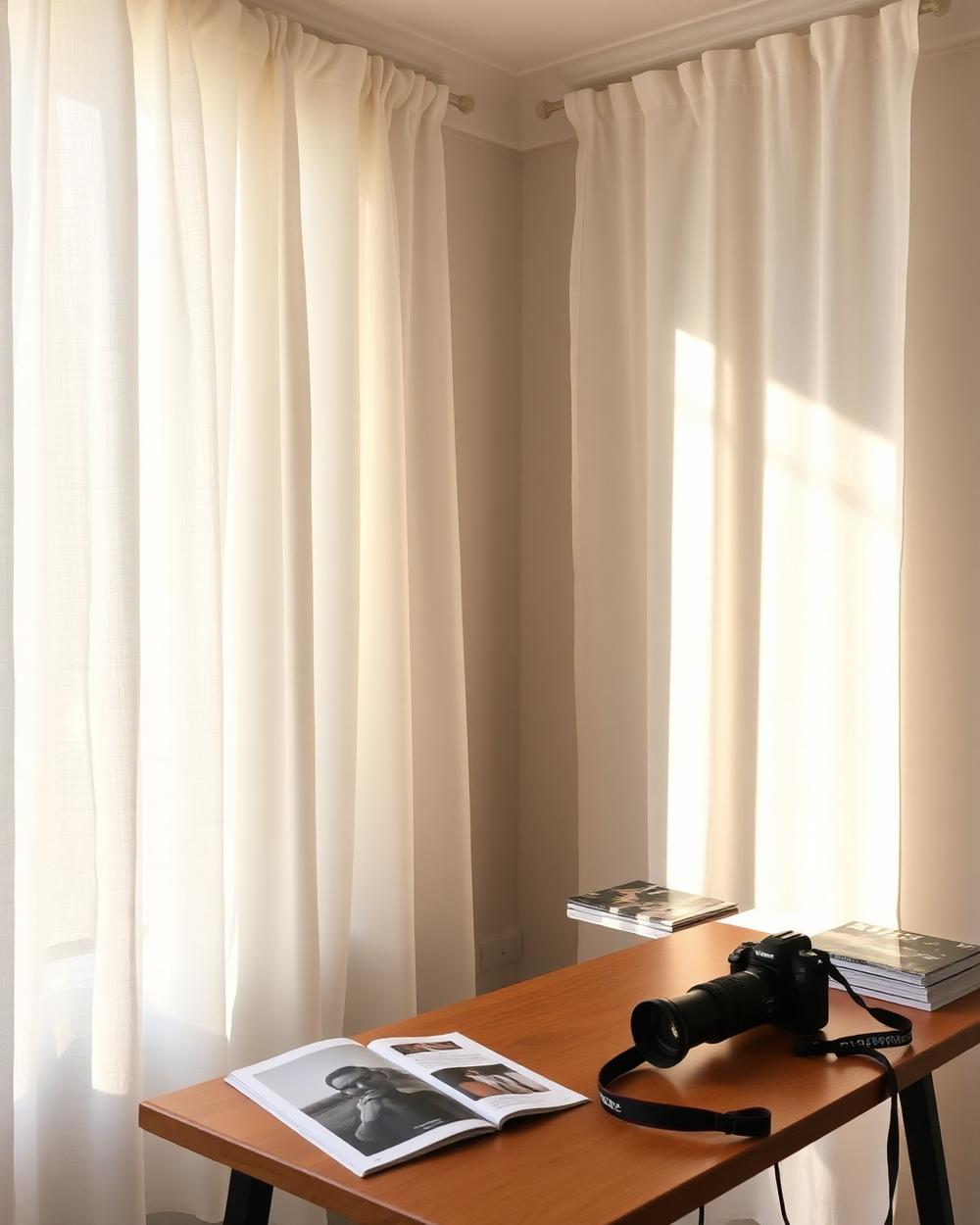 Creative studio with linen curtains